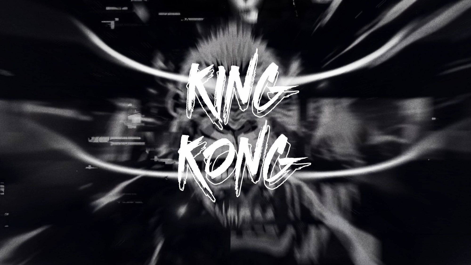 Zwart-witte visual met de titel King Kong